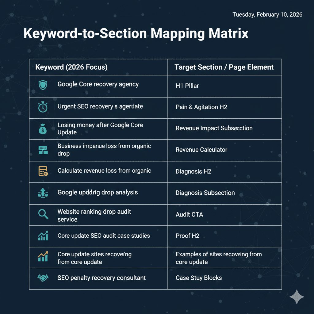 Keyword-to-Section Mapping Matrix