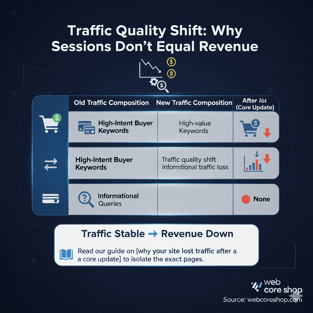 Even if overall visitor numbers appear stable, the composition of that traffic may have fundamentally changed.