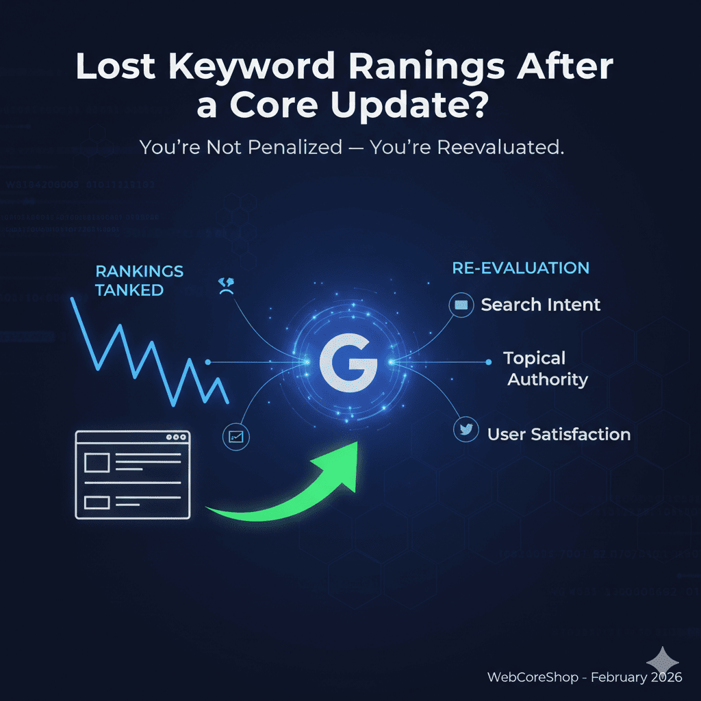 lost keyword rankings after a core update
